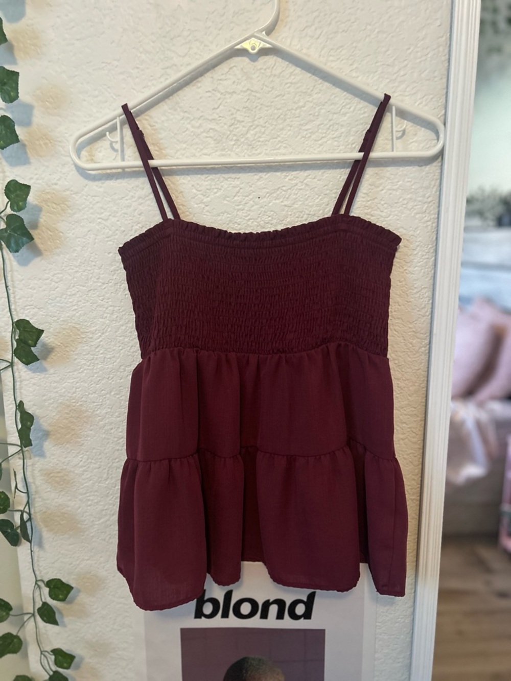 Paper Crane Burgundy Babydoll Tiered Cami